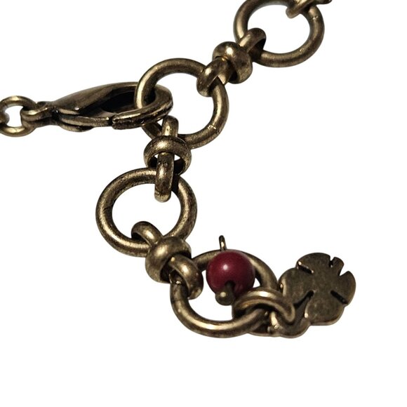 Elegant Antique Style Necklace Earring Set Red Stone Leaf Design Fashion Jewelry - Picture 4 of 8